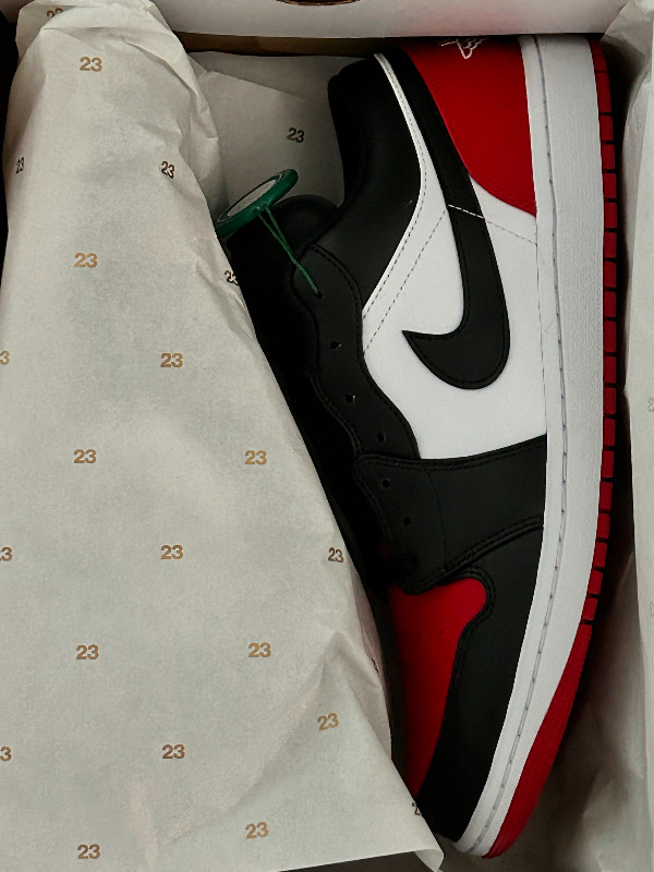 Jordan 1 Low Bred Toe 2.0 (new in box with receipt) Size 11 in Men's Shoes in City of Toronto - Image 2