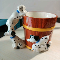 Vtg Disney 101 Dalmatians figural mug, cup, decor, puppies, dogs