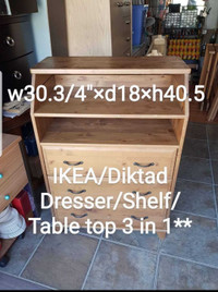Diktad** 3 in 1 Cabinet IKEA (Dresser + Shelf + Table top)Good c