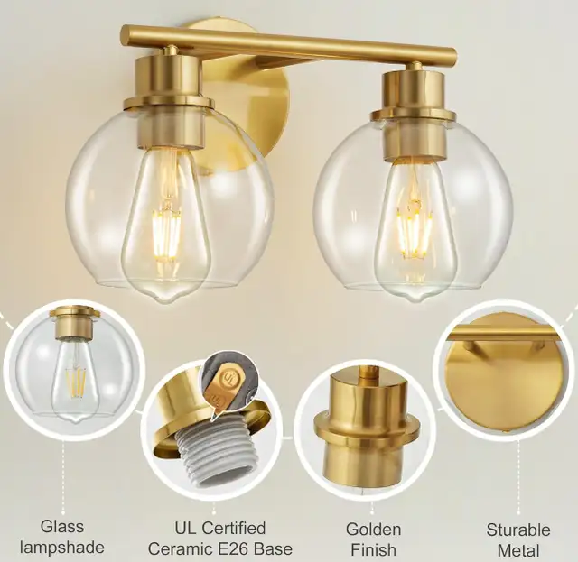 Gold Modern 2-Light in Indoor Lighting & Fans in Ottawa - Image 4