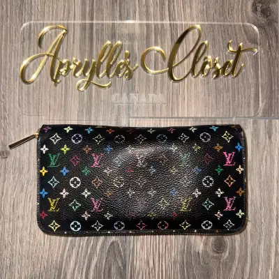 Authentic LOUIS VUITTON Multicolor Black Long Zippy Wallet, View more