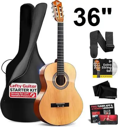 Pyle beginner left hand Acoustic Guitar with accessories - 3/4 , View more