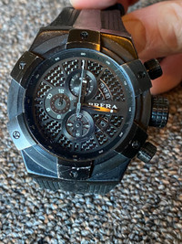 Brera Orologi All Black Carbon Fiber Dial Chrono Oversize Watch