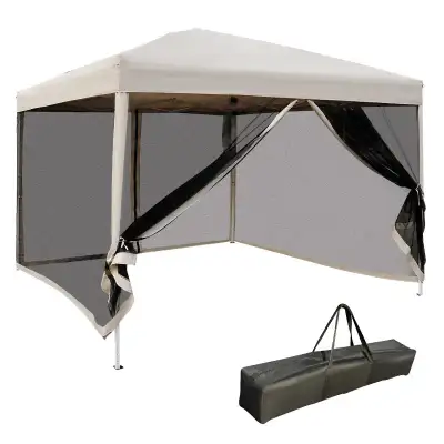 Outsunny 10’ x 10’ Pop-Up Canopy Tent with Mesh Walls, View more