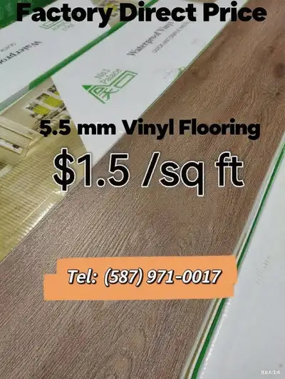 Waterproof Vinyl Plank -$1.5/sqft, View more