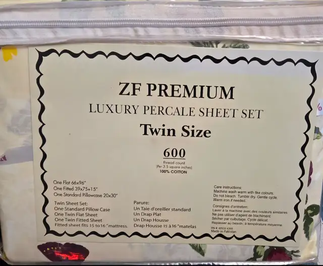 cotton twin size  flat sheet set 18$ in Bedding in Mississauga / Peel Region - Image 3