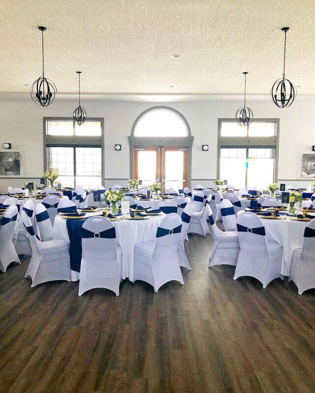 Navy Blue Chair Sashes Bows Elastic Chair Bands -Rentals in Multi-item in Calgary
