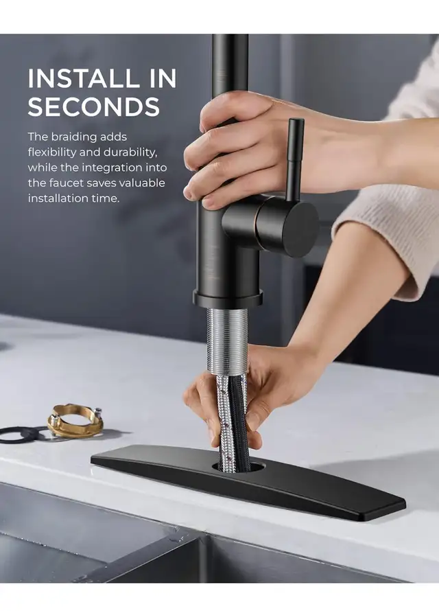 Kitchen Faucet with Pull Down Sprayer, High Arc Single Handle Ki in Painting & Paint Supplies in Hamilton - Image 5