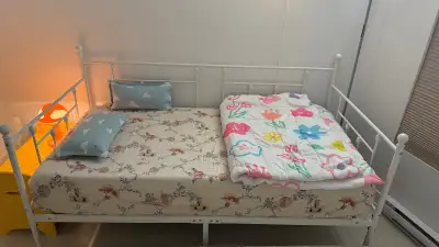 Twin size bed frame with form Mattress - Like new, View more