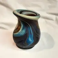 Vintage Hand blown slag art glass milky way galaxy marble vase