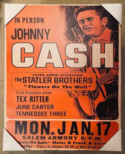 Large Johnny Cash Framed Canvas Art Wall Picture, View more