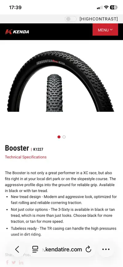 Pneus de vélo Kenda Booster MTB avec chambres à air - NEUFS, View more