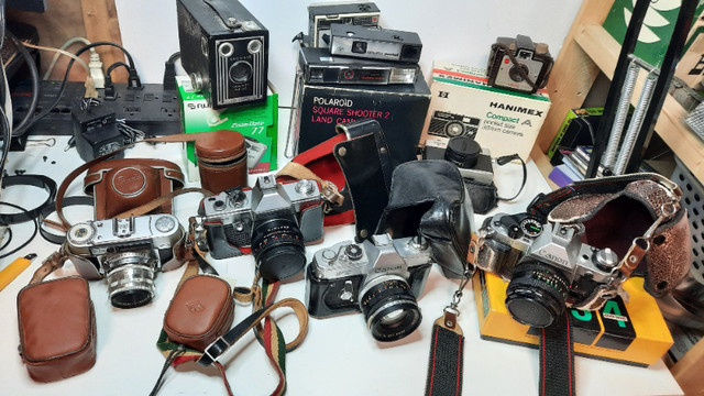 HUGE CAMERA COLLECTION + FLASH • FILM • LENSES in Cameras & Camcorders in Kingston