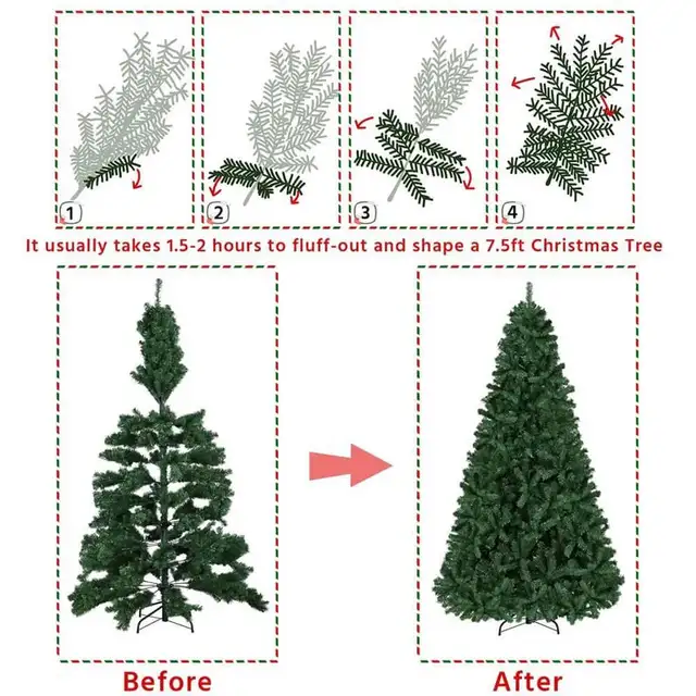 7.5’ Artificial Green Christmas Tree, 7.5’ Hinged Spr in Home Décor & Accents in Markham / York Region - Image 4