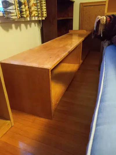 Wood long bench and storage unit, View more
