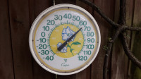 Vintage Cooper Wall Thermometer Yellow Plastic Floral Fahrenheit