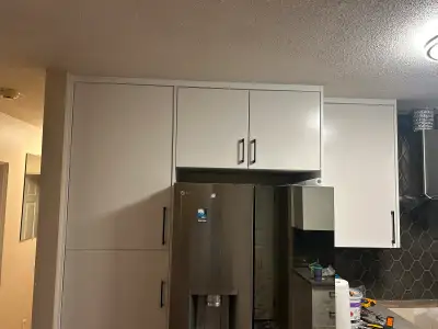 I install cabinet , trim and baseboard I also do demolition.