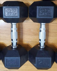 Set of 2 Hex Rubber Dumbbell with Metal Handles, Pair of 2 Heavy
