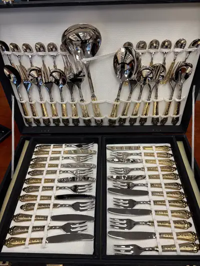 Vintage 24K Gold Plated Cutlery Set Made in Italy – Full Set, View more