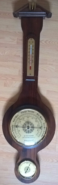 Vintage Wooden Wall Mount Baromaster Weather Station