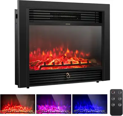 28.5'' Electric Fireplace Insert, Recessed & Freestanding with A, View more