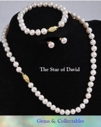 Akoya Pearls Set, Necklace, Earrings and Bracelet