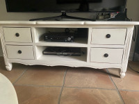 White farmhouse vintage tv and multimedia stand / center