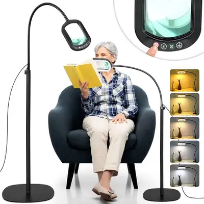 10X Rectangular Magnifying Glass with Light and Stand, View more