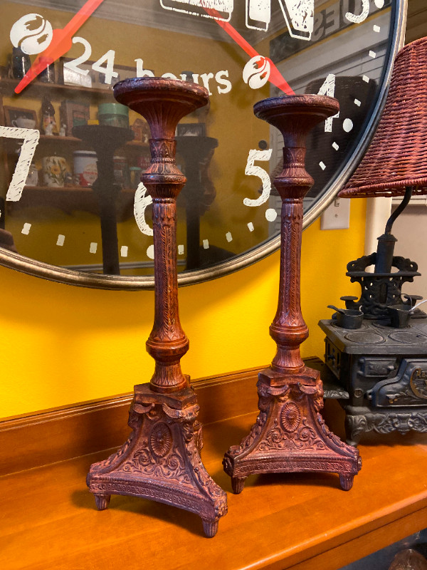 Cast Iron Candle Stick Holders with Face and Ram Head Triangle F in Arts & Collectibles in Oshawa / Durham Region