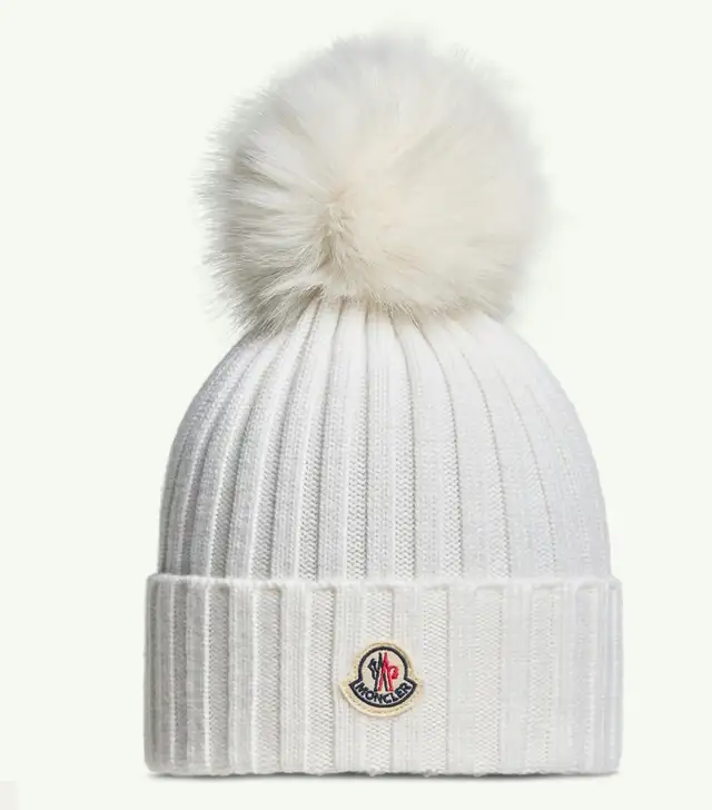 Moncler Berretto Unisex Wool Tuque with Pom Pom Fox Fur 