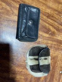 LADIES LEATHER WALLET AND SEALSKIN CHANGE PURSE #V0571