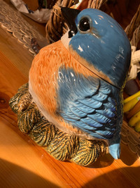 Fat Bluebird Cookie Jar by Big Sky Carvers