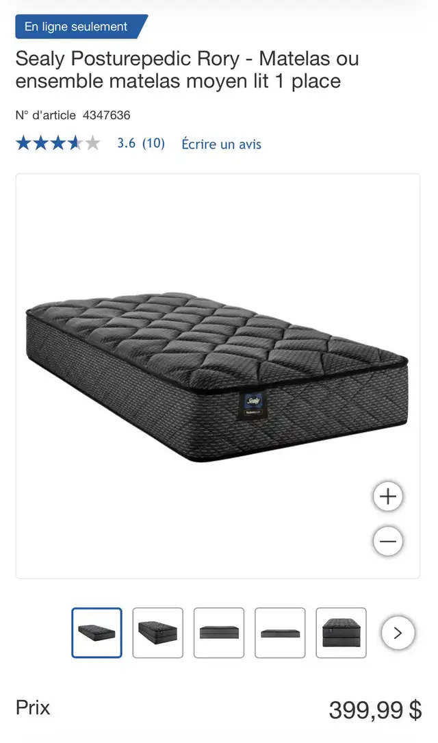 Sealy Posturepedic Rory - Matelas ou ensemble matelas moyen lit in Beds & Mattresses in Trois-Rivières - Image 3