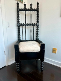 Vintage Turned Wood Throne Chair