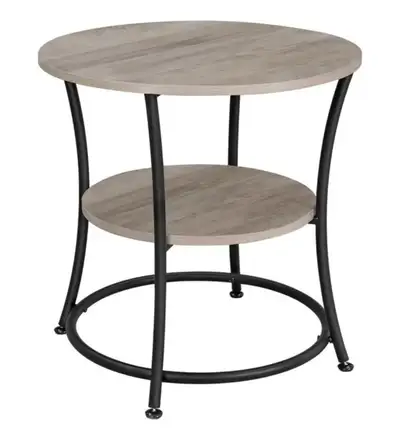 New-Side Round End Table with 2 Shelves, LET56BG, View more