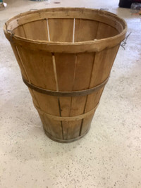 ANTIQUE TALL FRUIT BASKET- WOOD 19.75 inH x 16 W- WIRE HANDLES