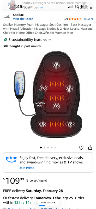 Vibrating and heated seat pad for car or home, View more