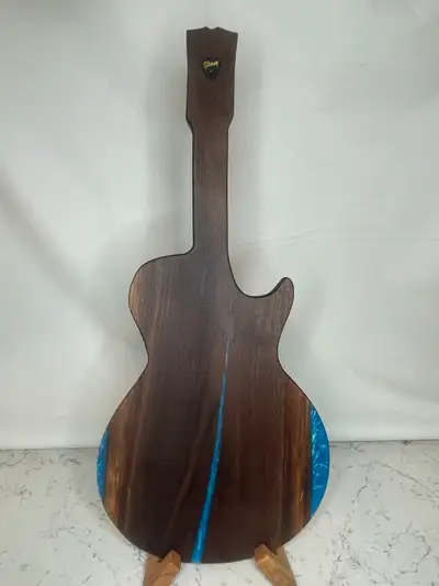 "Guitar"-Erie Board (Les Paul Charcuterie Board w/ Blue Epoxy), View more