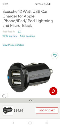 Cellphone car charger 24W