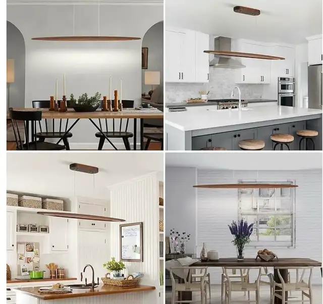YISDESIGN 51" Wood Linear Pendant LightWood Dining Room Light  in Indoor Lighting & Fans in Hamilton - Image 5