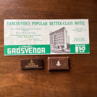 Vintage Advertising Vancouver Hotel Grosvenor Blotter Soap Match