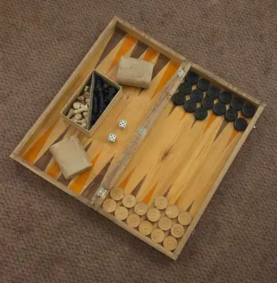 Vintage Thorness inlaid wooden multi-game board, View more