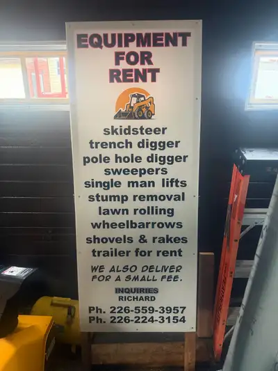  Equipment for rent   Give us a call We can make a good quote , View more