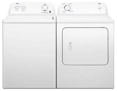 Laveuse à chargement par le haut et sécheuse électrique blanches, View more