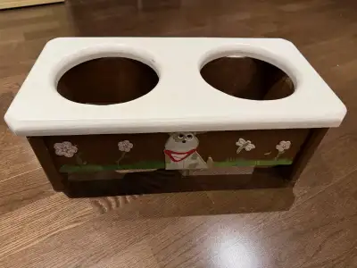 Beautiful dog feeding bowl holder, View more