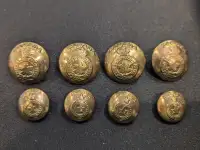 Set of 8 Antique WWII Canada Military Uniform Brass Buttons