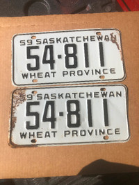 1959 Saskatchewan License Plate Set