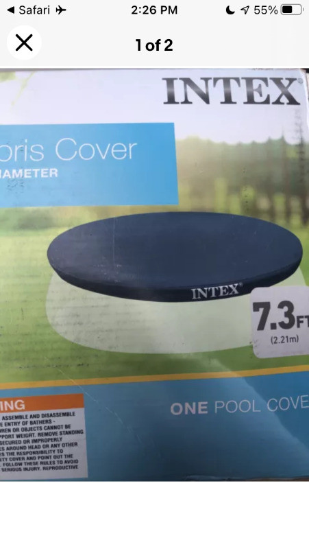 Intex 8 Ft Above Ground Swimming Pool Debris Cover - Vinyl Round in Hot Tubs & Pools in London - Image 3