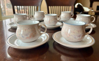 NEW, DENBY TASMIN TEACUPS WITH SAUCERS $12/SET