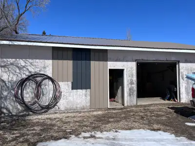 Located one mile east of Blumenort. Available June 1st. The shop features an 8x9’ overhead door and...